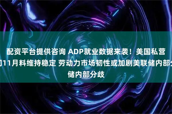 配资平台提供咨询 ADP就业数据来袭！美国私营部门11月料维持稳定 劳动力市场韧性或加剧美联储内部分歧