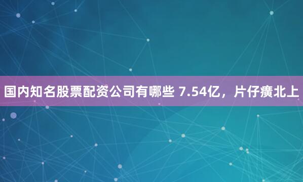 国内知名股票配资公司有哪些 7.54亿,片仔癀北上